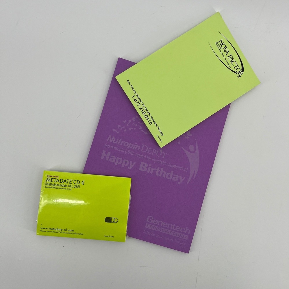 Pharmaceutical Promotional Post-it Note Pads Genentech Nova Factor Metadate